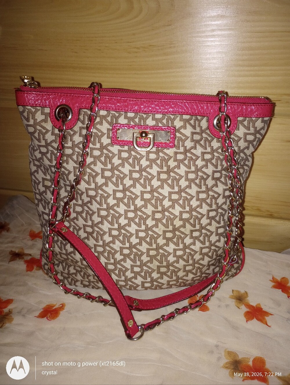 DKNY Tan Shoulder Bag with Gold Hardware